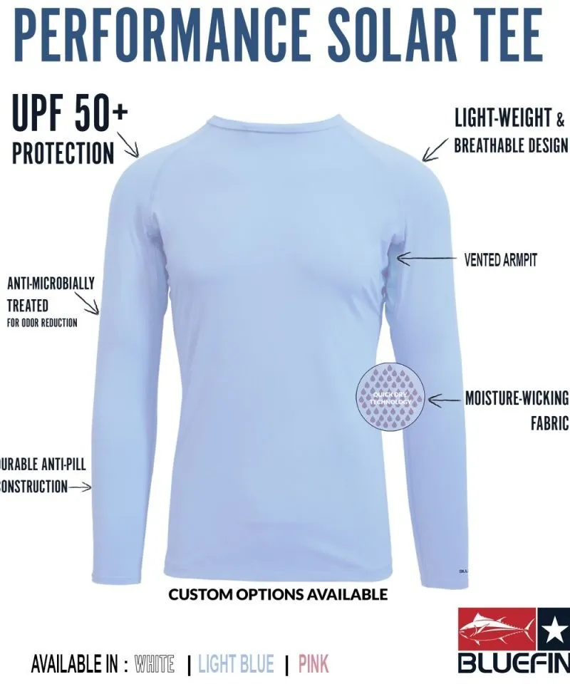 BLUEFIN LADIES L/S SOLAR TEE BLUEFIN LOGO HIBISCUS