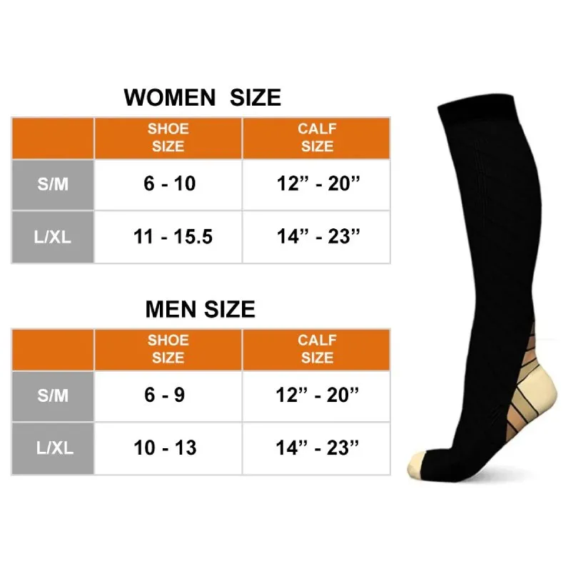 Cuzcare Compression Knee High Socks Elastic Seamless Durable Theraputic Stockings