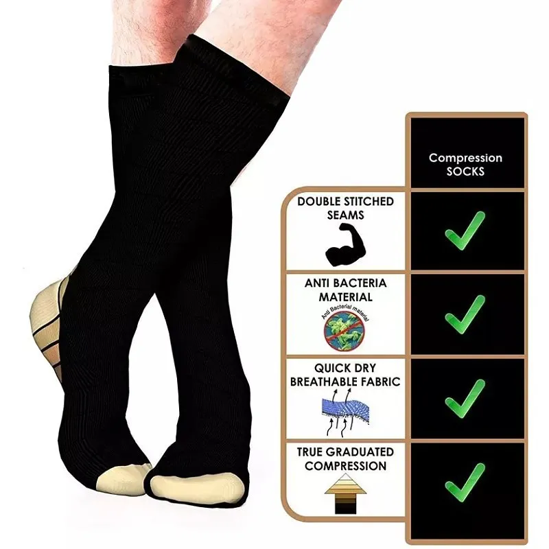 Cuzcare Compression Knee High Socks Elastic Seamless Durable Theraputic Stockings