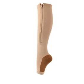Cuzcare Knee High Compression Socks Women Breathable Calf Protection Side Zipper Open Toe