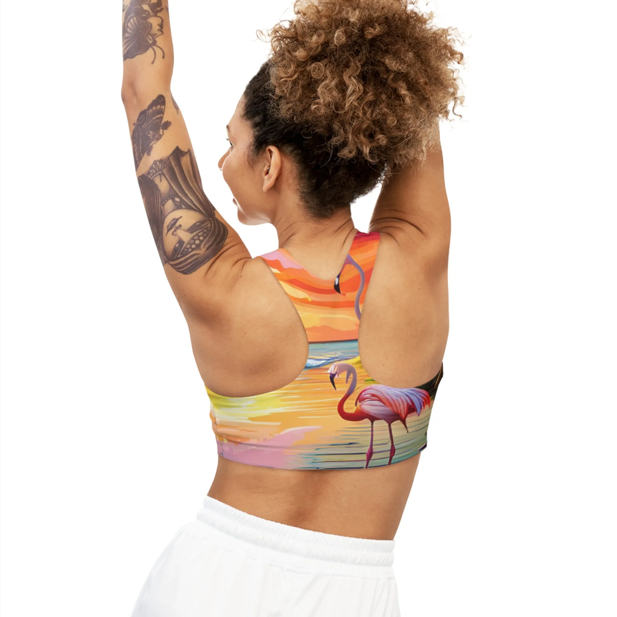 Flamingos at Dawn Seamless Sports Bra
