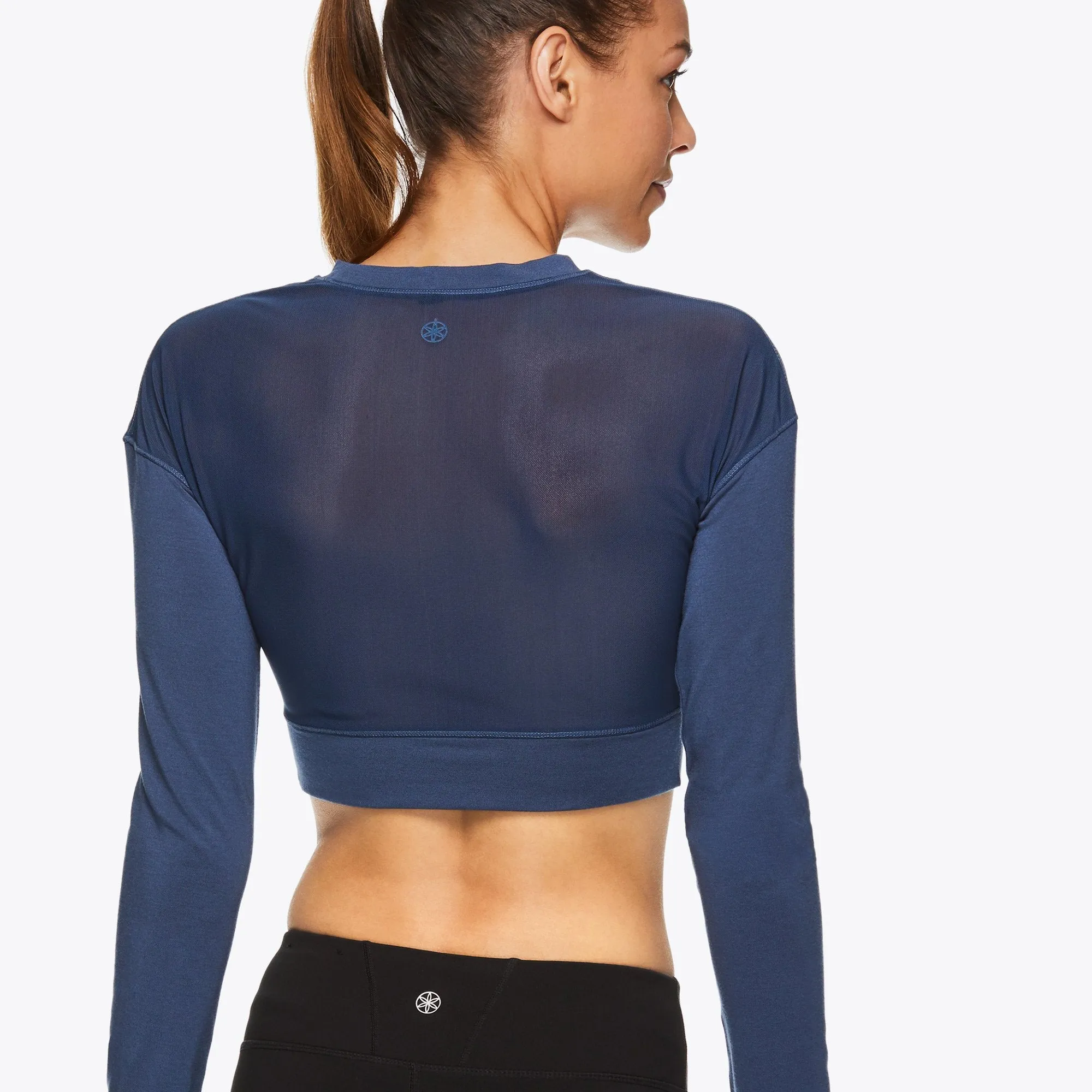 Gaiam X Jessica Biel Soho Pieced Long Sleeve Crop Top