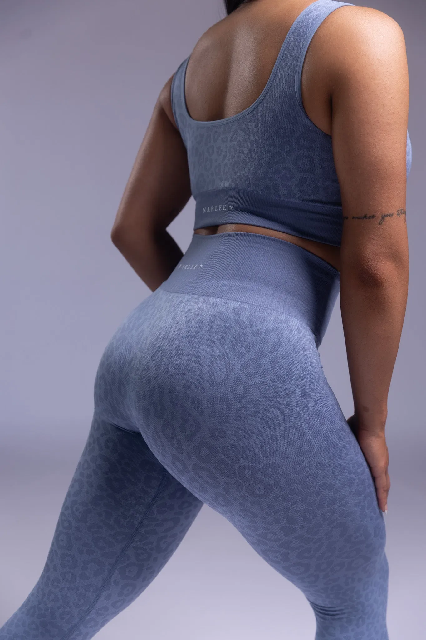 Leopard Print Leggings Sky Blue