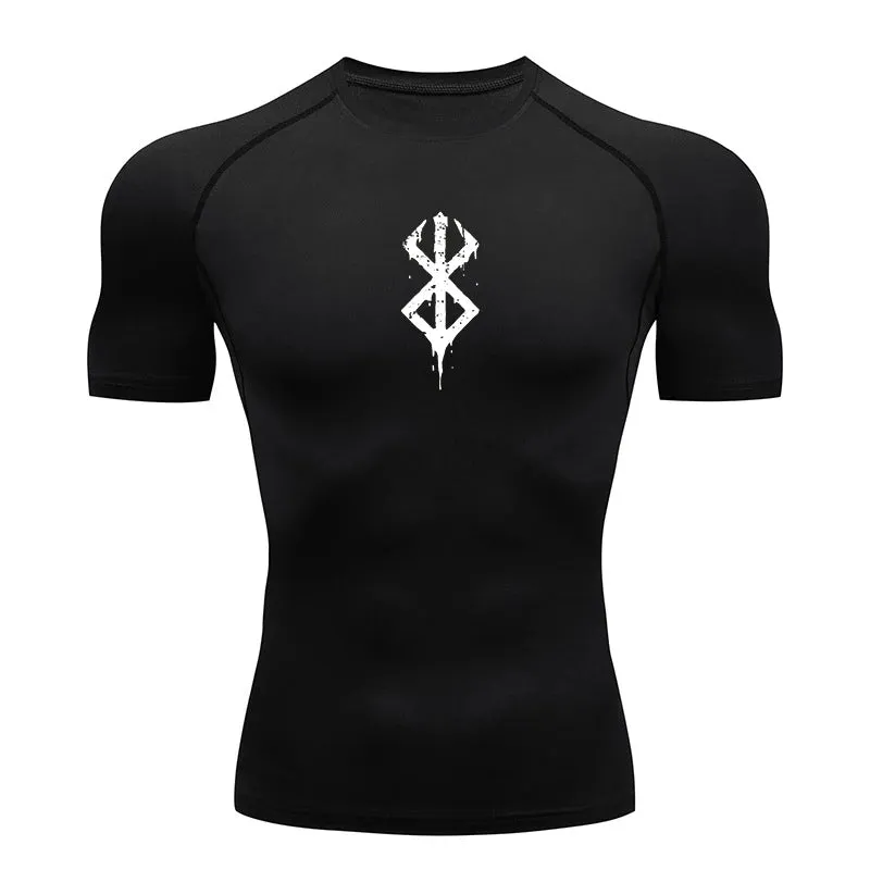Men's Print Compression Shirts Short Sleeve Gym Workout T-shirt