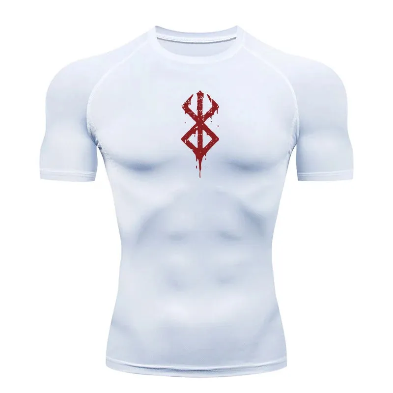 Men's Print Compression Shirts Short Sleeve Gym Workout T-shirt