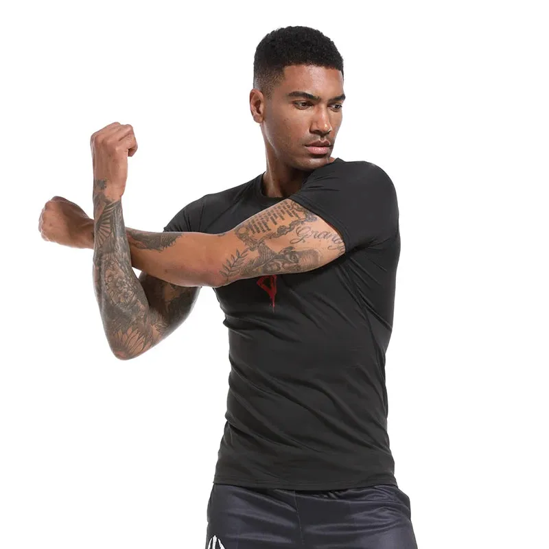 Men's Print Compression Shirts Short Sleeve Gym Workout T-shirt