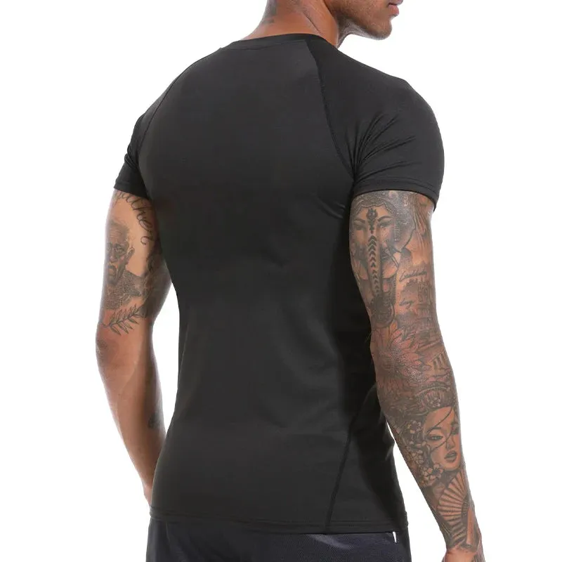 Men's Print Compression Shirts Short Sleeve Gym Workout T-shirt