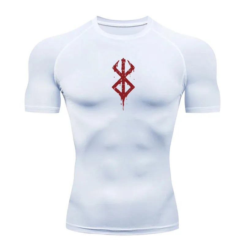 Men's Print Compression Shirts Short Sleeve Gym Workout T-shirt
