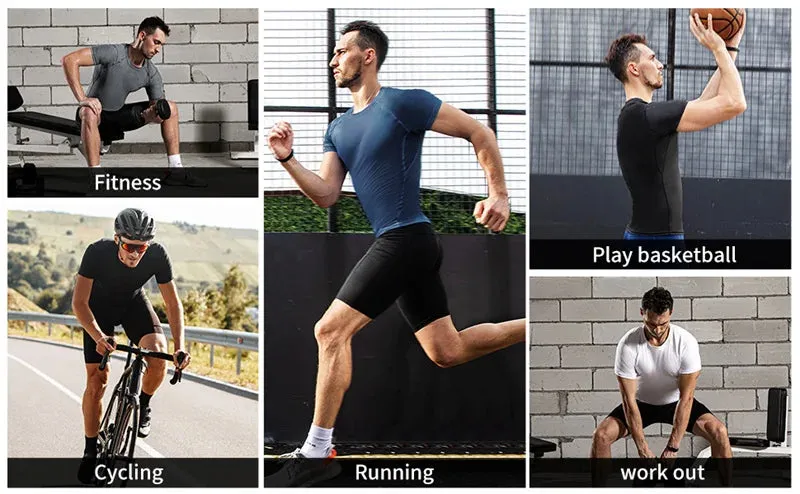 Men's Print Compression Shirts Short Sleeve Gym Workout T-shirt