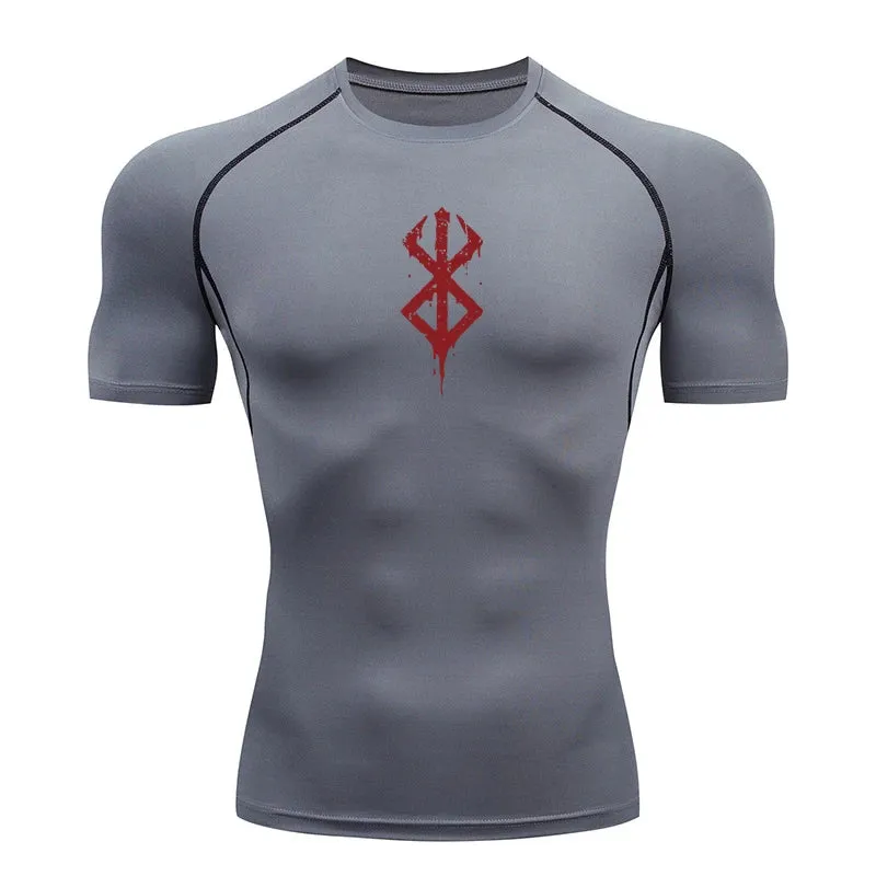 Men's Print Compression Shirts Short Sleeve Gym Workout T-shirt