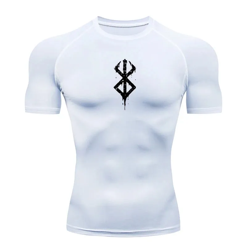 Men's Print Compression Shirts Short Sleeve Gym Workout T-shirt