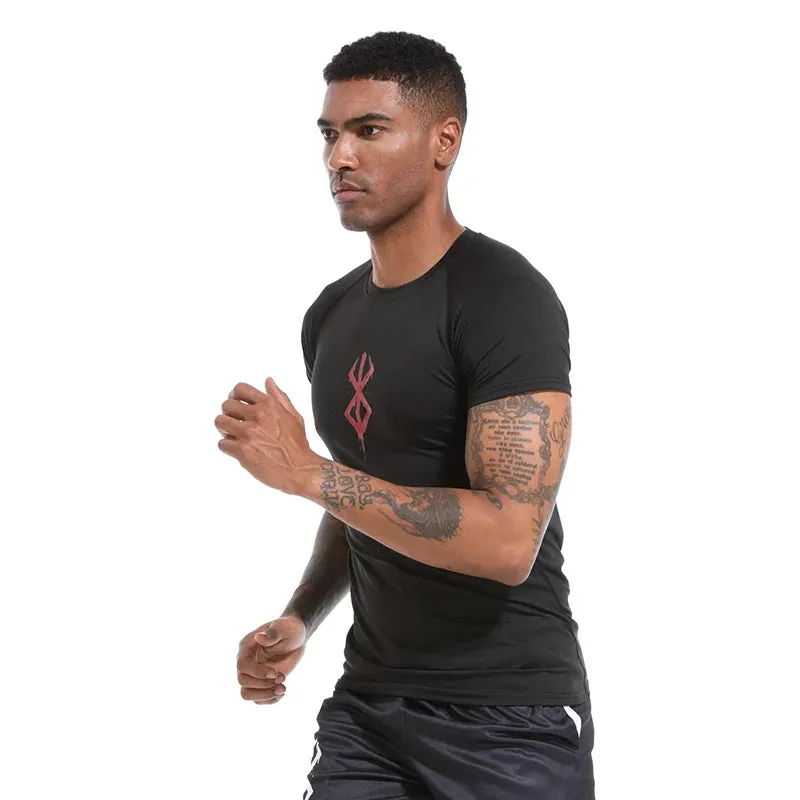 Men's Print Compression Shirts Short Sleeve Gym Workout T-shirt