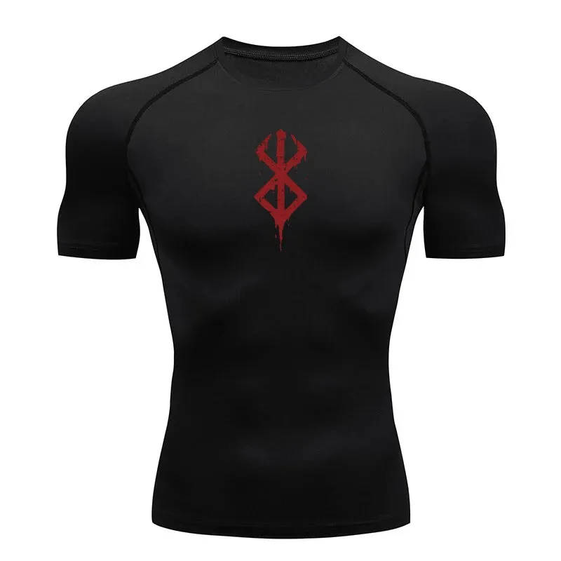 Men's Print Compression Shirts Short Sleeve Gym Workout T-shirt