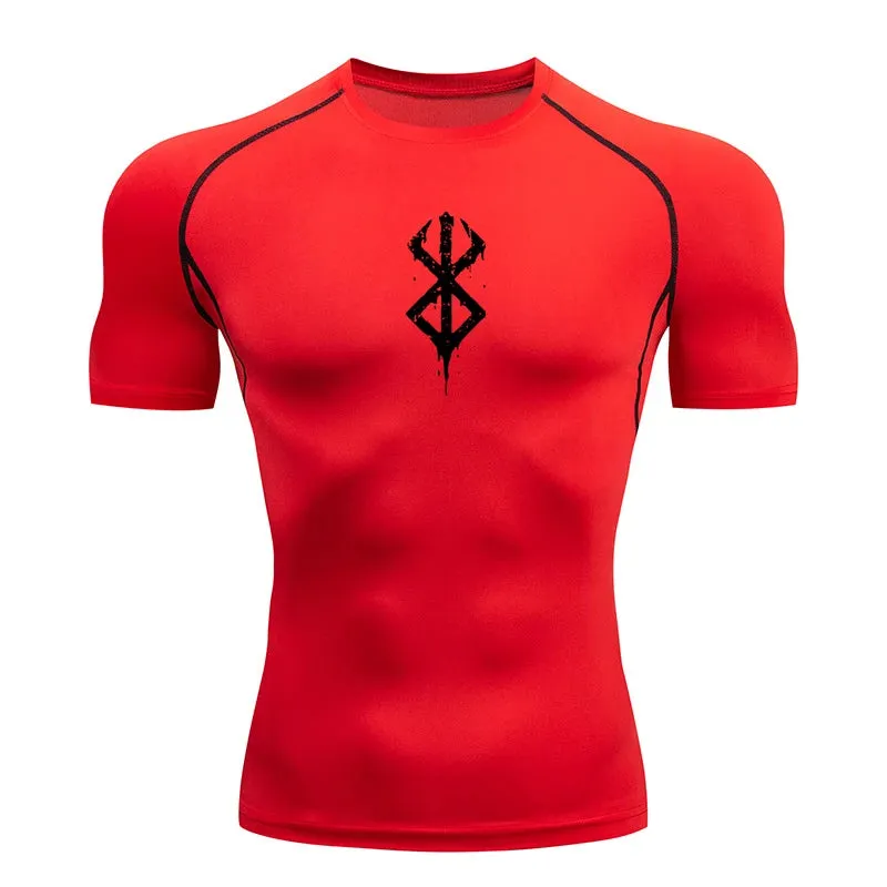Men's Print Compression Shirts Short Sleeve Gym Workout T-shirt