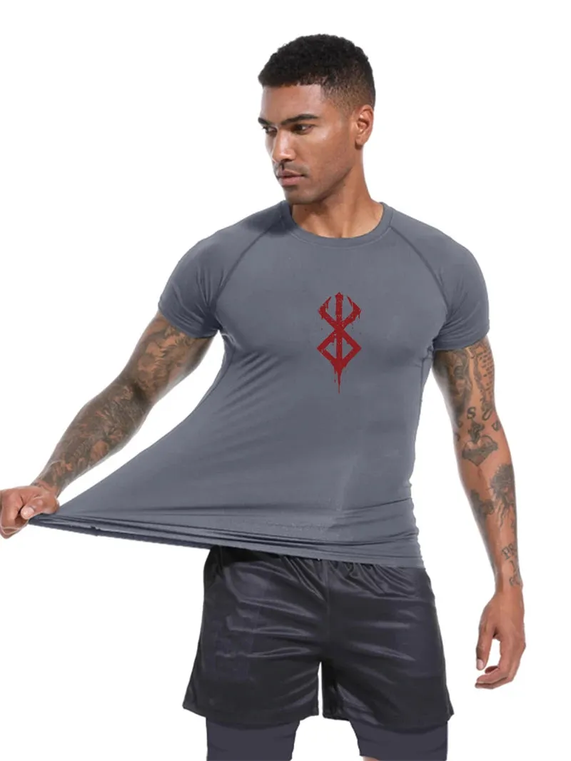 Men's Print Compression Shirts Short Sleeve Gym Workout T-shirt