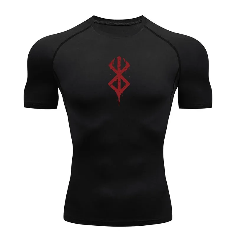 Men's Print Compression Shirts Short Sleeve Gym Workout T-shirt