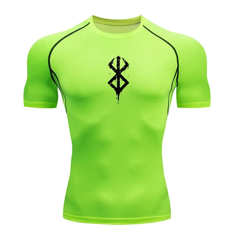 Men's Print Compression Shirts Short Sleeve Gym Workout T-shirt