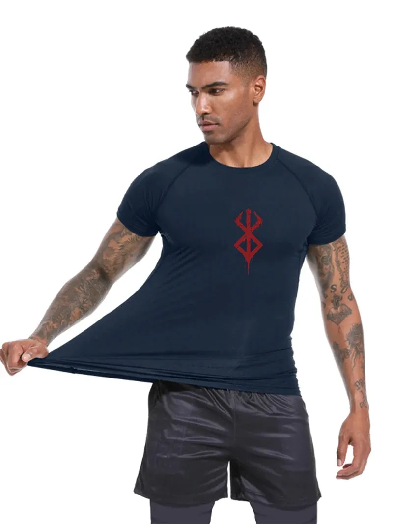 Men's Print Compression Shirts Short Sleeve Gym Workout T-shirt