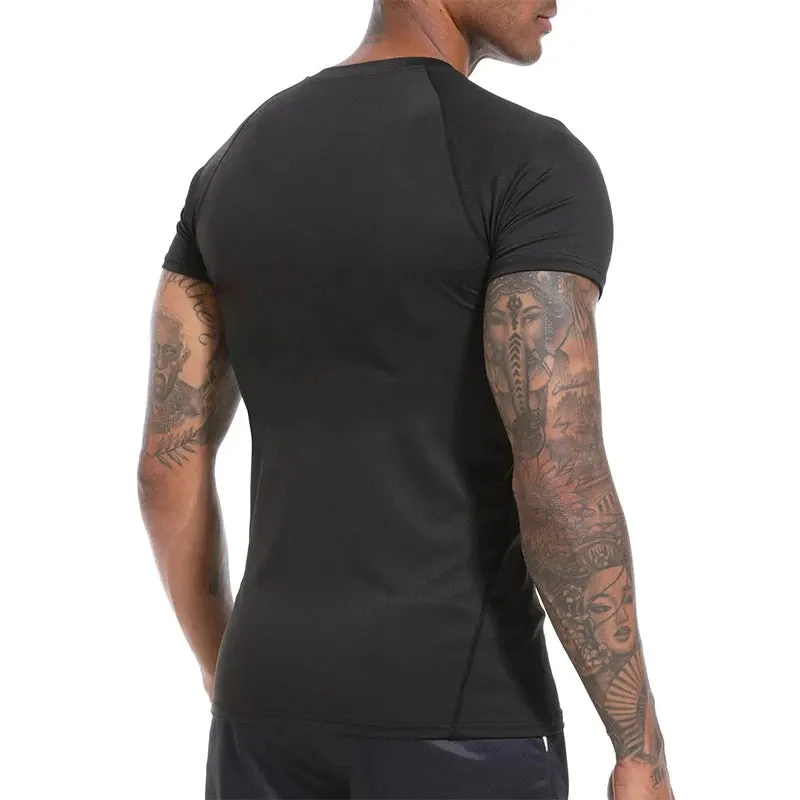 Men's Print Compression Shirts Short Sleeve Gym Workout T-shirt