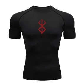 Men's Print Compression Shirts Short Sleeve Gym Workout T-shirt