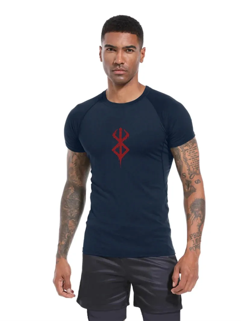Men's Print Compression Shirts Short Sleeve Gym Workout T-shirt