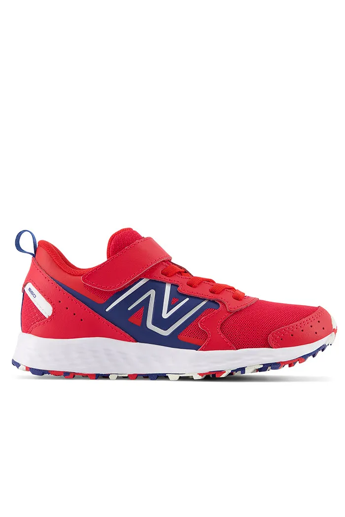 New Balance Kids Fresh Foam 650 Bungee Lace with Top Strap in Red