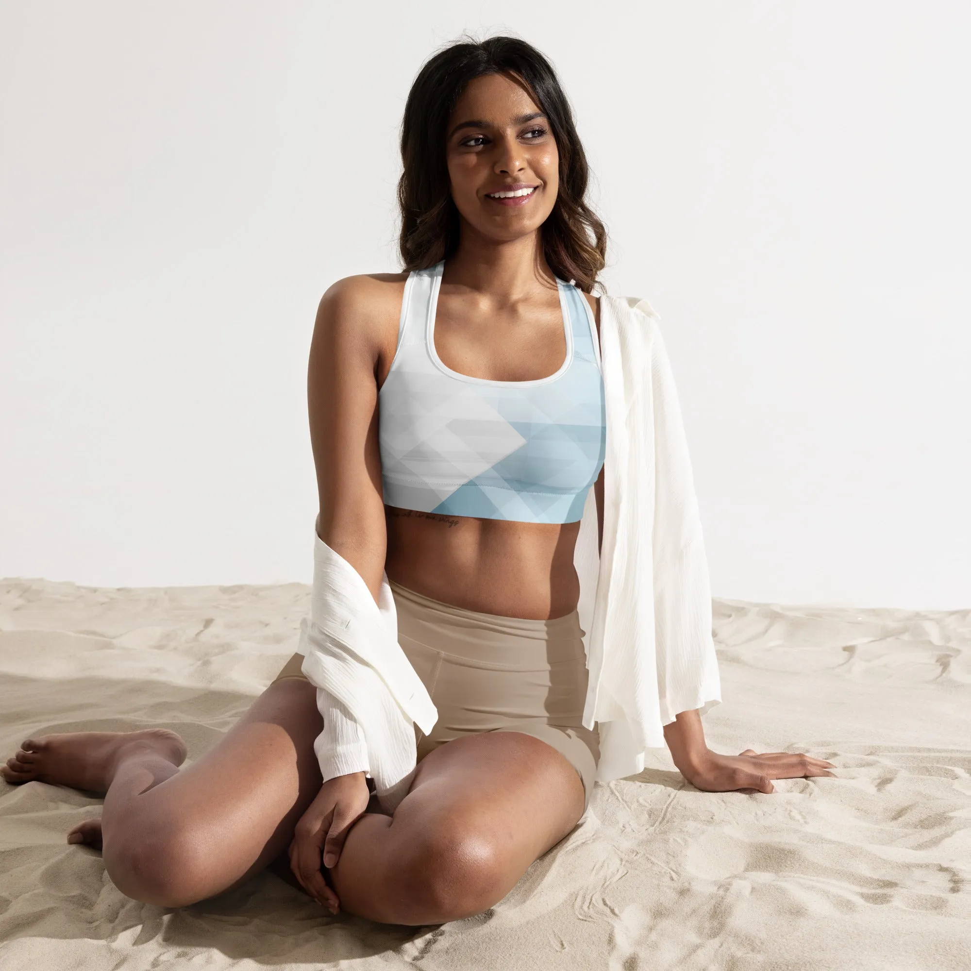Sky-Blue Summer Padded Sports Bra