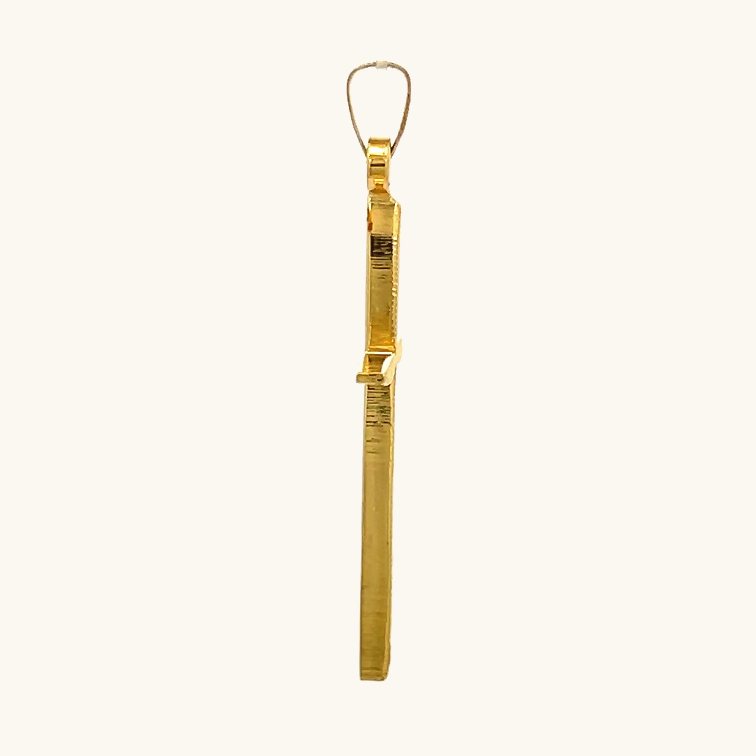 SOLID 14K YELLOW GOLD SLIM CROSS PENDANT
