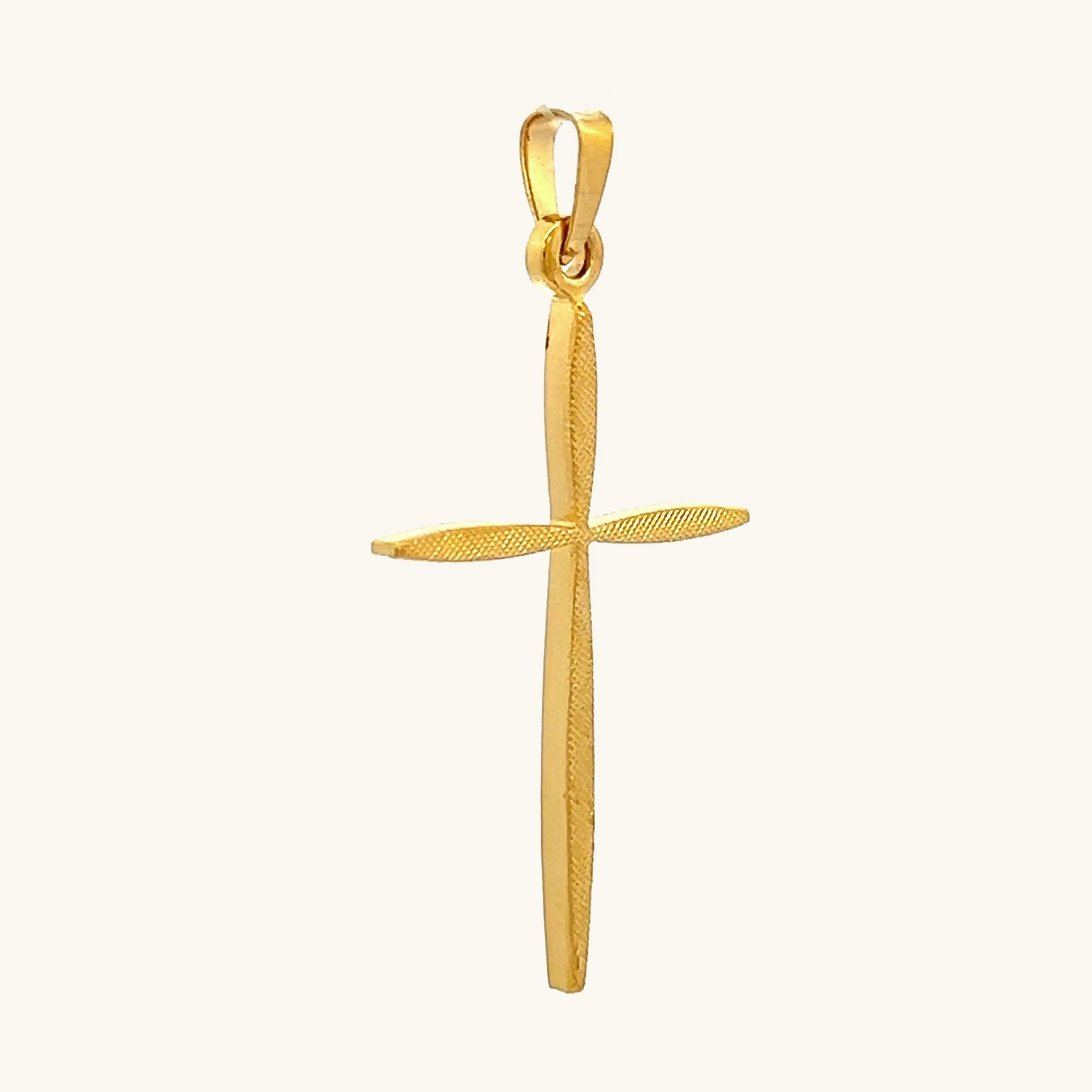 SOLID 14K YELLOW GOLD SLIM CROSS PENDANT
