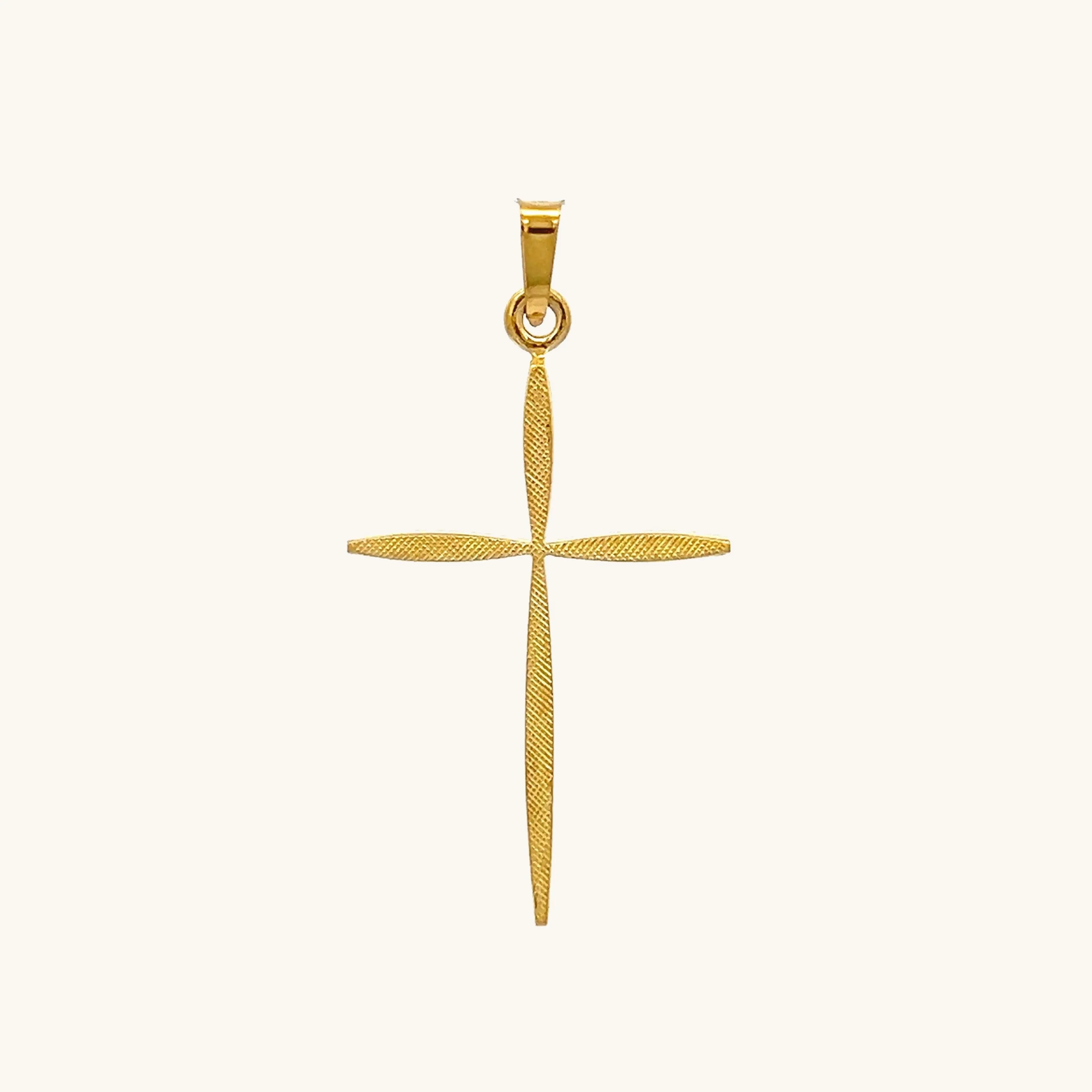 SOLID 14K YELLOW GOLD SLIM CROSS PENDANT