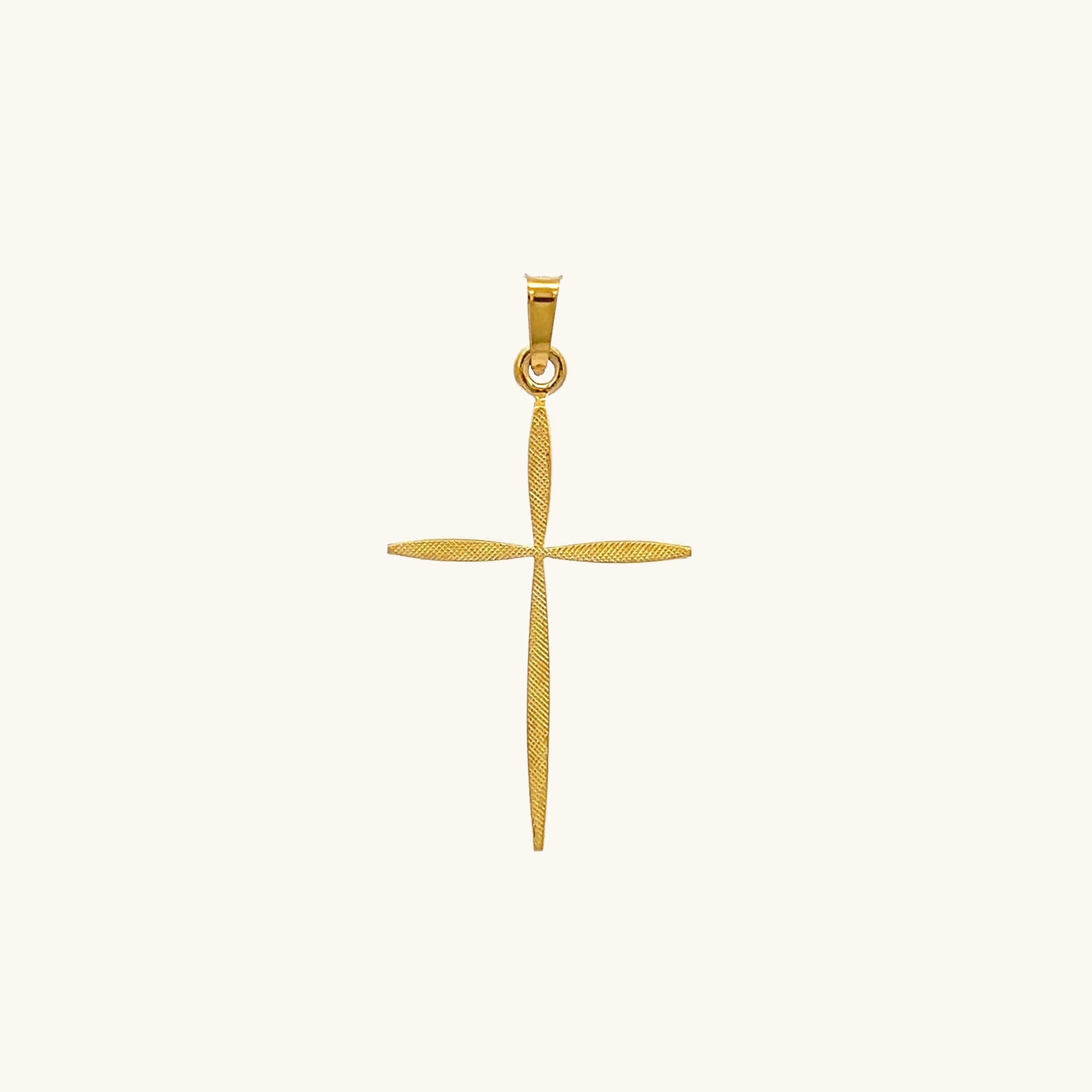 SOLID 14K YELLOW GOLD SLIM CROSS PENDANT