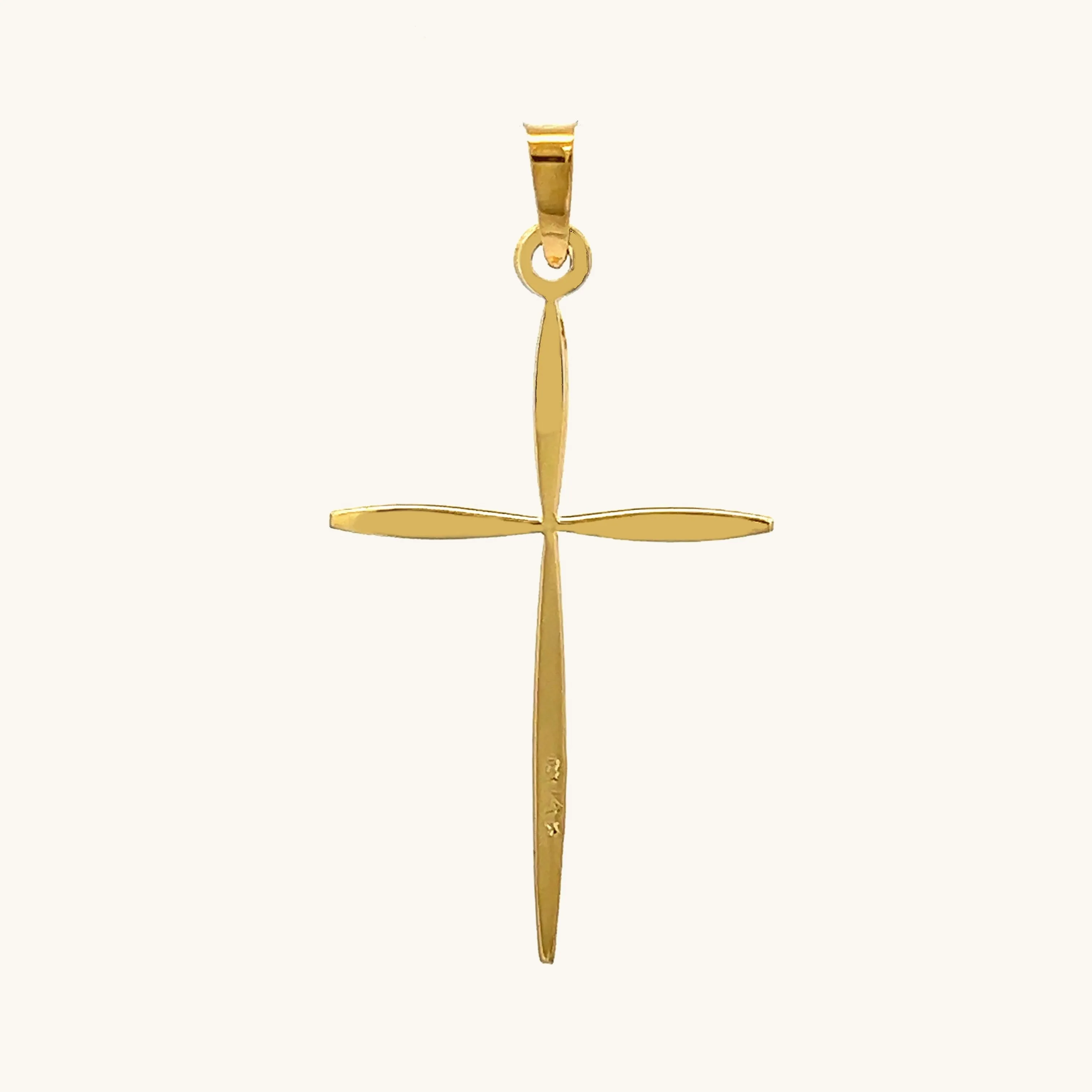 SOLID 14K YELLOW GOLD SLIM CROSS PENDANT