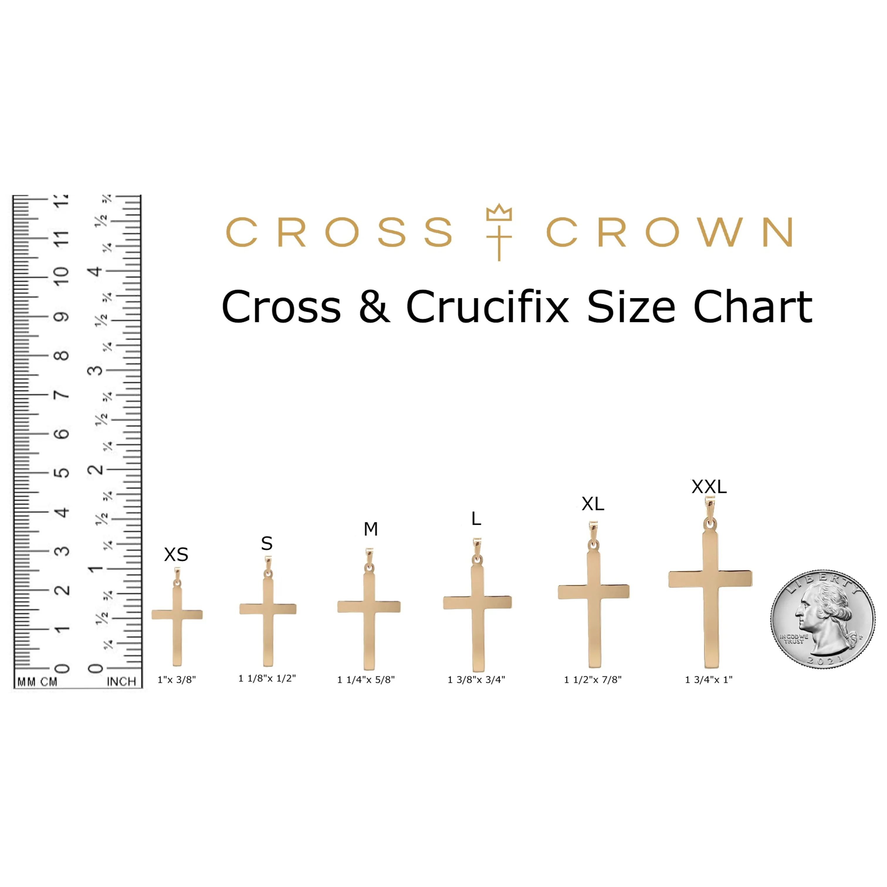 SOLID 14K YELLOW GOLD SLIM CROSS PENDANT