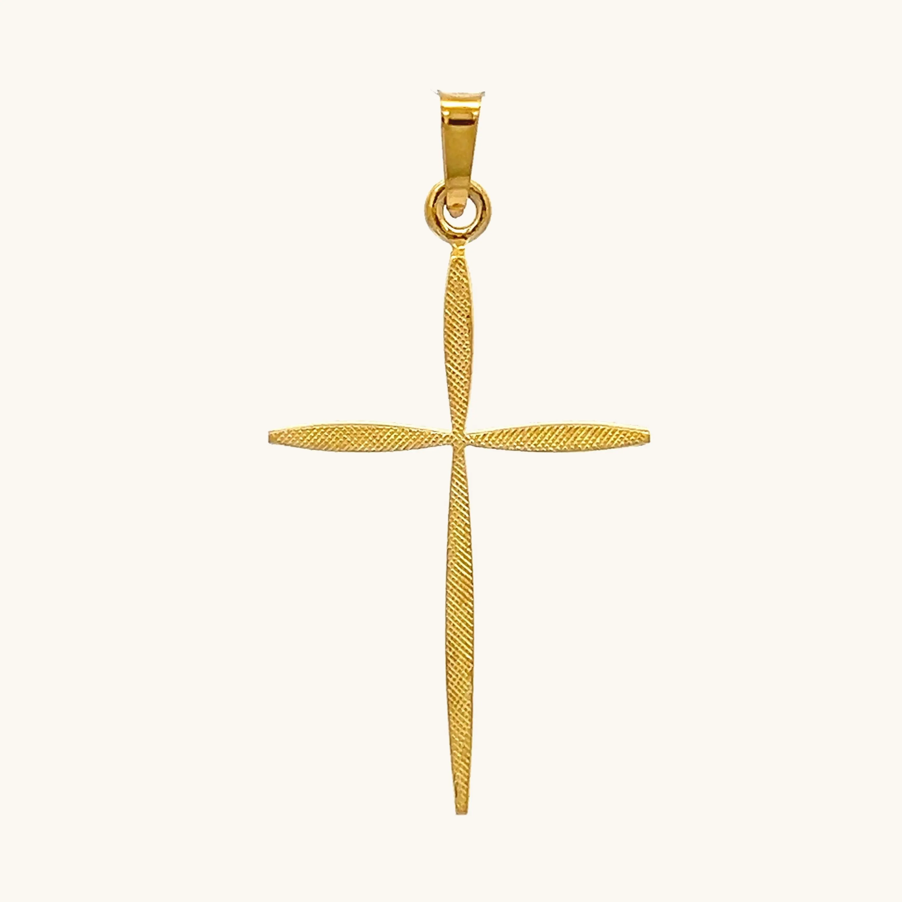 SOLID 14K YELLOW GOLD SLIM CROSS PENDANT